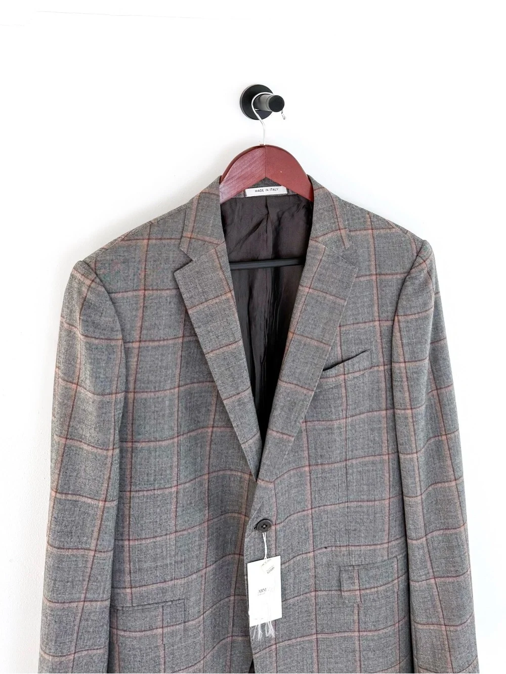 NWT NEW Armani Collezioni Gray Plaid Italian Wool Sport Coat Windowpane 40R